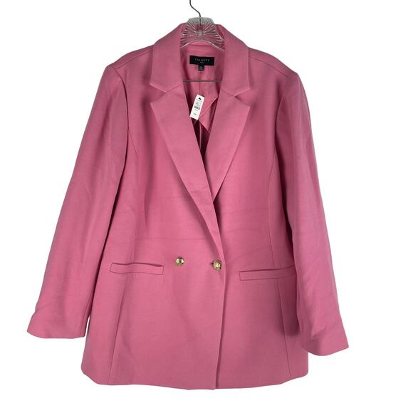 Talbots Double Knit Long Blazer Jacket Double Breasted Pink Size 14W - Picture 3 of 11